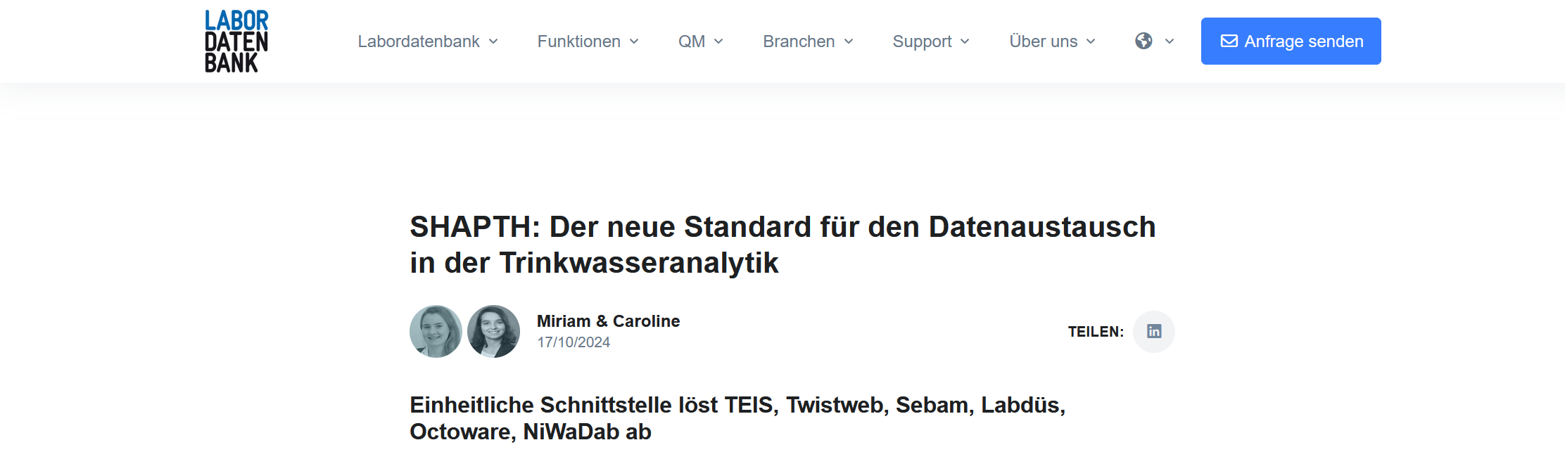 SHAPTH: Der neue Standard für den Datenaustausch in der Trinkwasseranalytik